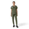 Haut médical à col en V avec empiècements en tricot Force Essentials pour femme