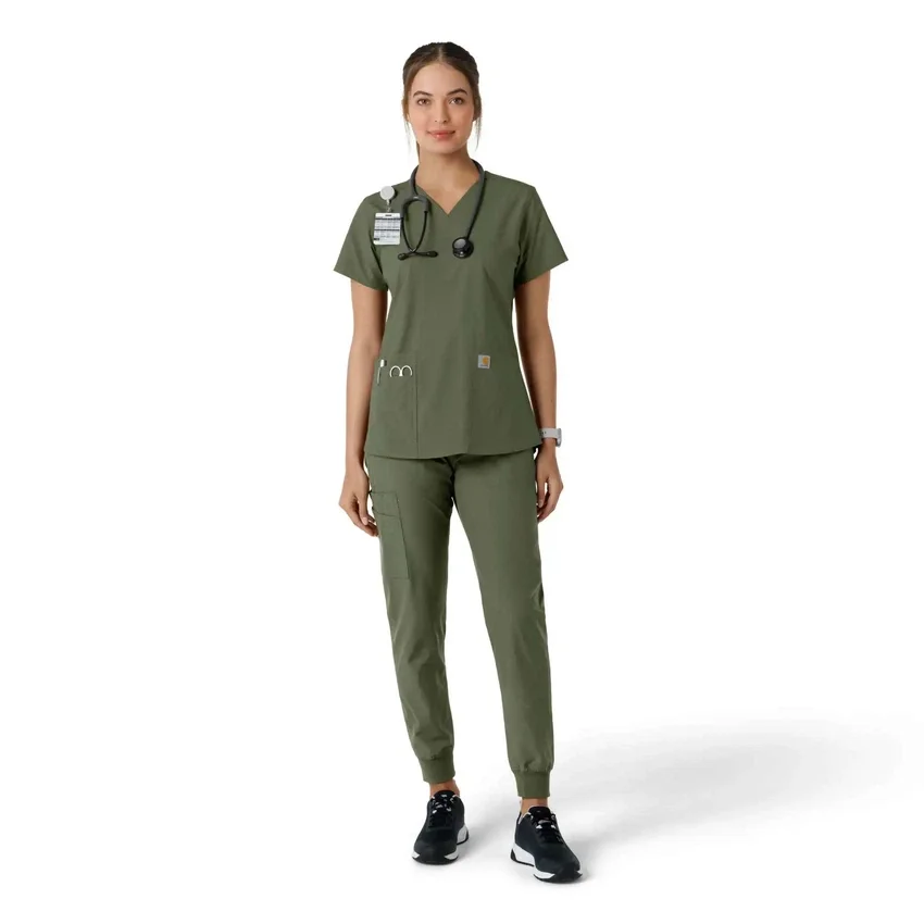Haut médical à col en V avec empiècements en tricot Force Essentials pour femme