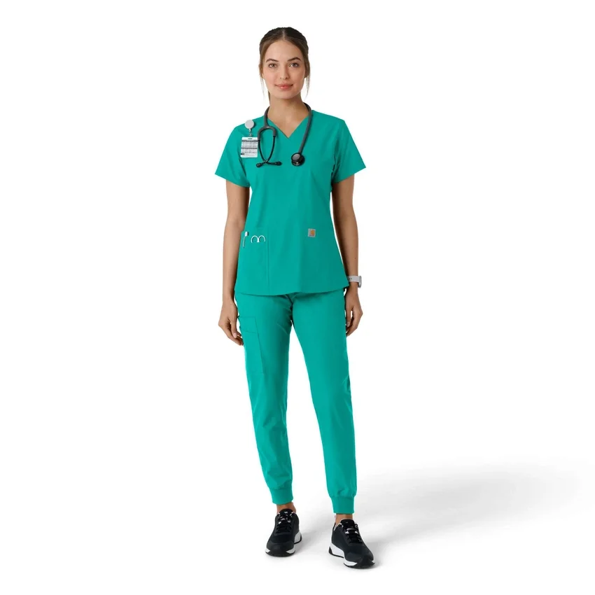 Haut médical à col en V avec empiècements en tricot Force Essentials pour femme