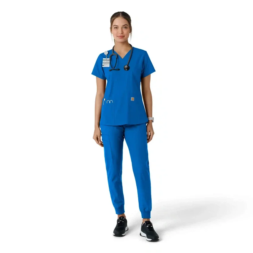 Haut médical à col en V avec empiècements en tricot Force Essentials pour femme