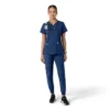 Haut médical à col en V avec empiècements en tricot Force Essentials pour femme