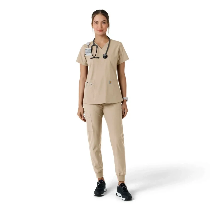 Haut médical à col en V avec empiècements en tricot Force Essentials pour femme