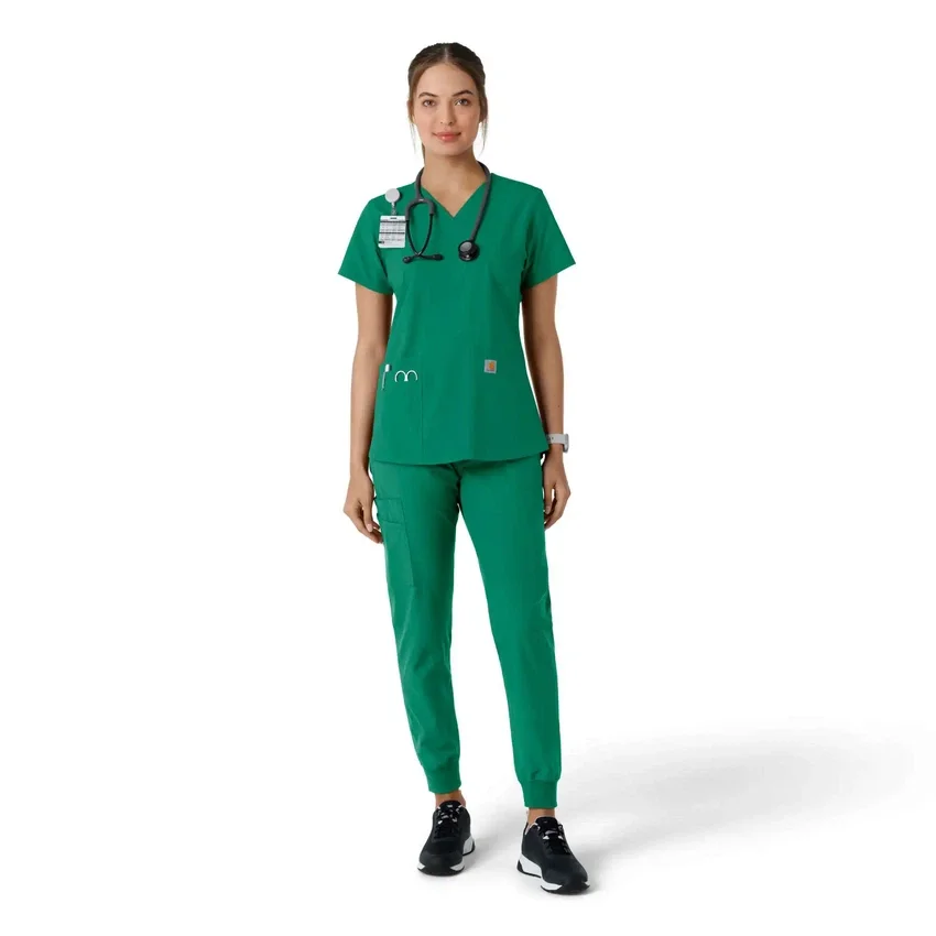 Haut médical à col en V avec empiècements en tricot Force Essentials pour femme