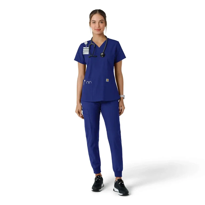 Haut médical à col en V avec empiècements en tricot Force Essentials pour femme