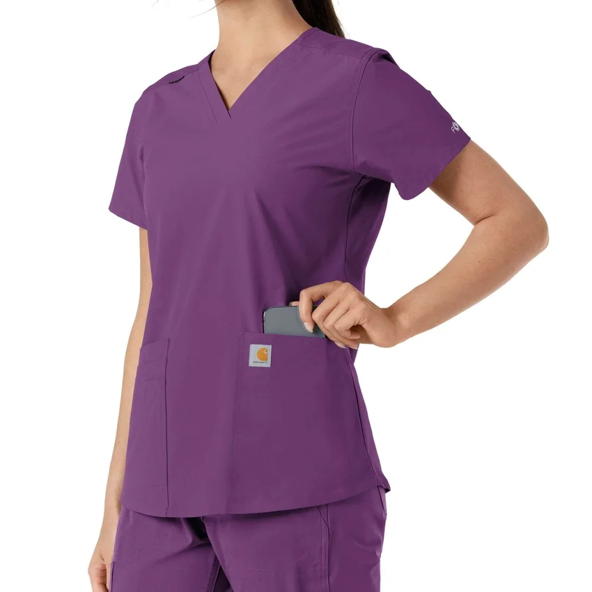 Haut médical à col en V avec empiècements en tricot Force Essentials pour femme