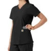 Haut médical à col en V avec empiècements en tricot Force Essentials pour femme