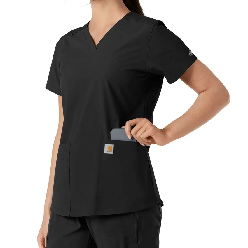 Haut médical à col en V avec empiècements en tricot Force Essentials pour femme