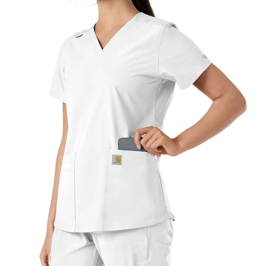 Haut médical à col en V avec empiècements en tricot Force Essentials pour femme
