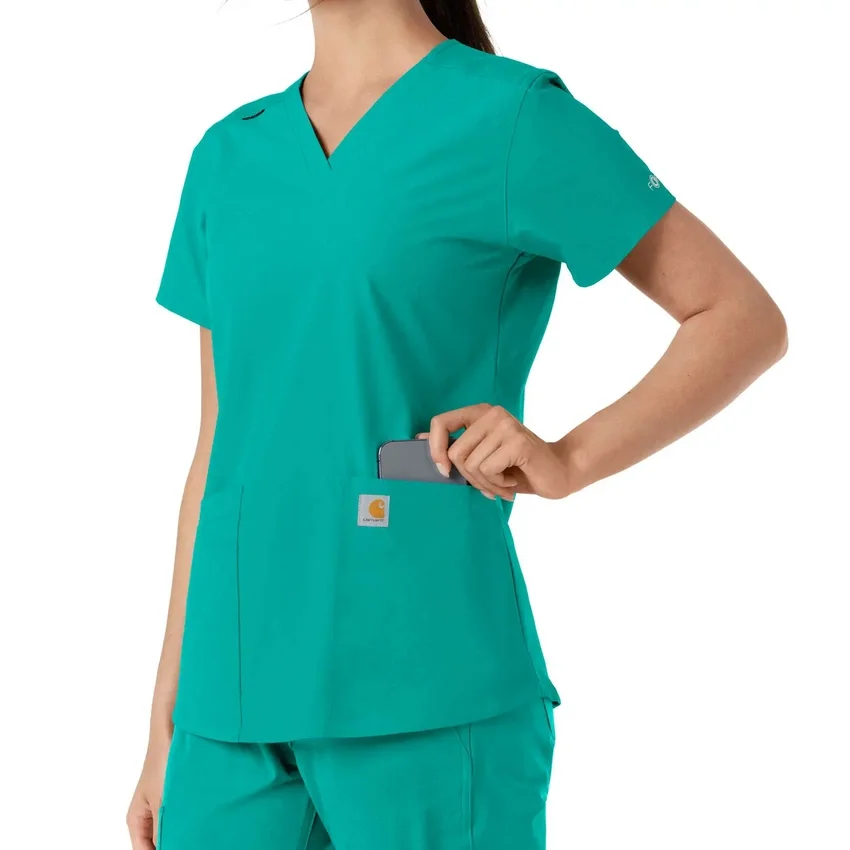 Haut médical à col en V avec empiècements en tricot Force Essentials pour femme