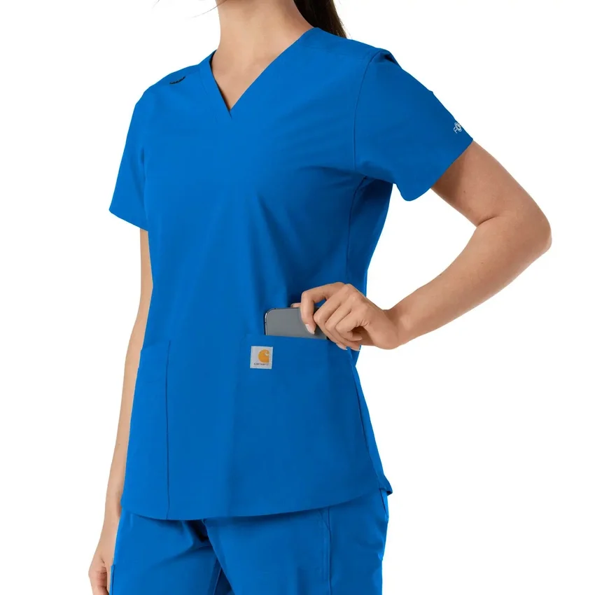 Haut médical à col en V avec empiècements en tricot Force Essentials pour femme