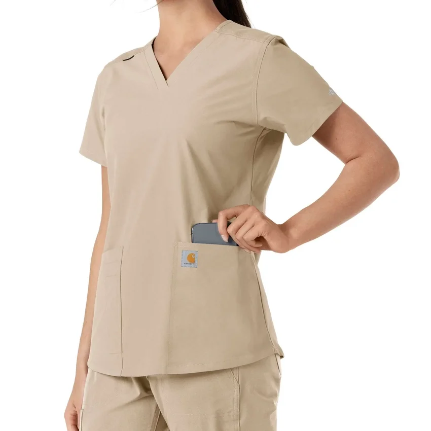 Haut médical à col en V avec empiècements en tricot Force Essentials pour femme
