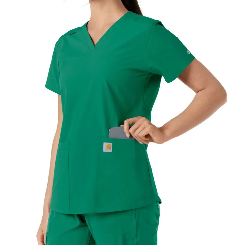Haut médical à col en V avec empiècements en tricot Force Essentials pour femme