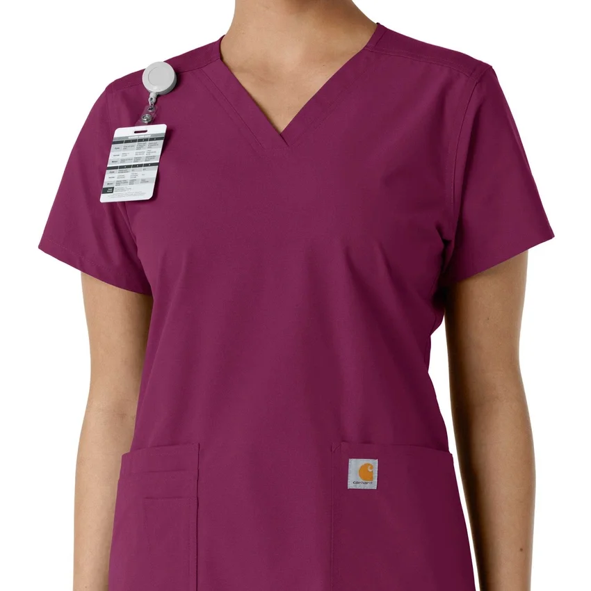 Haut médical à col en V avec empiècements en tricot Force Essentials pour femme
