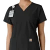 Haut médical à col en V avec empiècements en tricot Force Essentials pour femme
