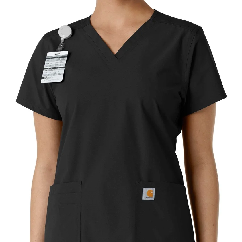 Haut médical à col en V avec empiècements en tricot Force Essentials pour femme