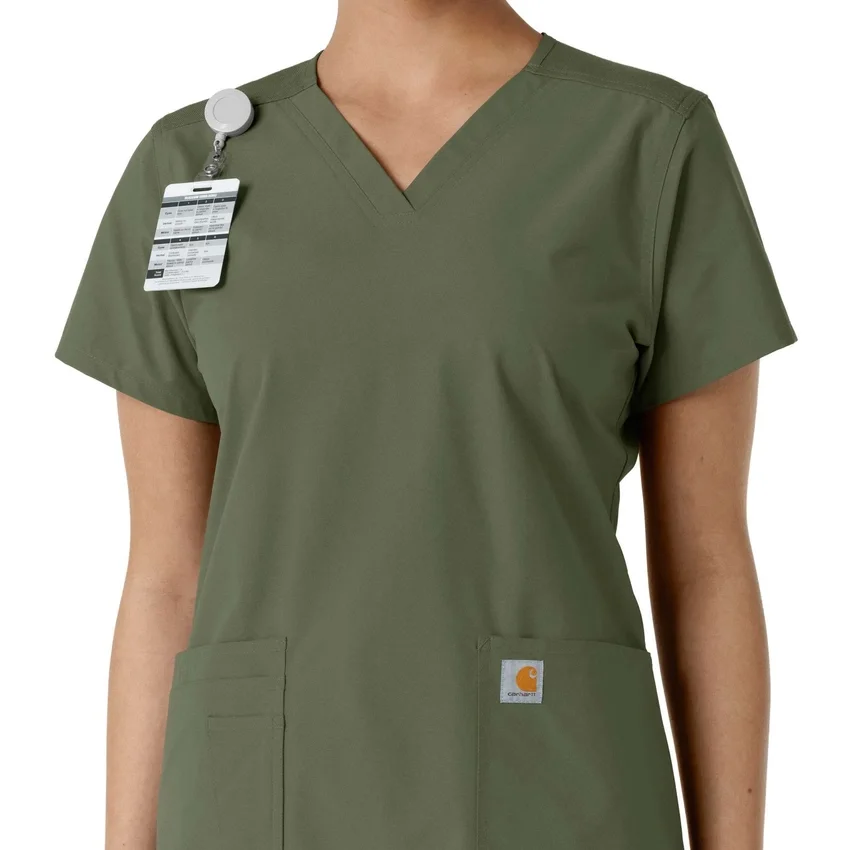 Haut médical à col en V avec empiècements en tricot Force Essentials pour femme