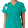 Haut médical à col en V avec empiècements en tricot Force Essentials pour femme