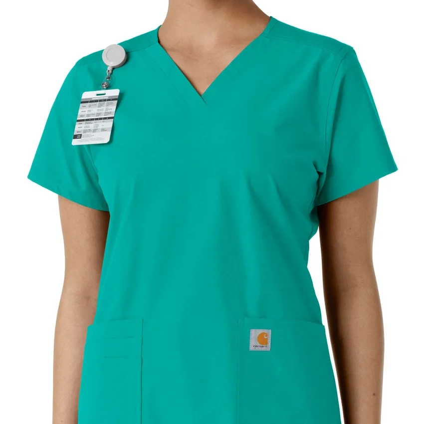 Haut médical à col en V avec empiècements en tricot Force Essentials pour femme