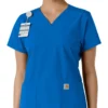 Haut médical à col en V avec empiècements en tricot Force Essentials pour femme