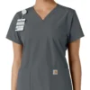 Haut médical à col en V avec empiècements en tricot Force Essentials pour femme