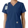 Haut médical à col en V avec empiècements en tricot Force Essentials pour femme