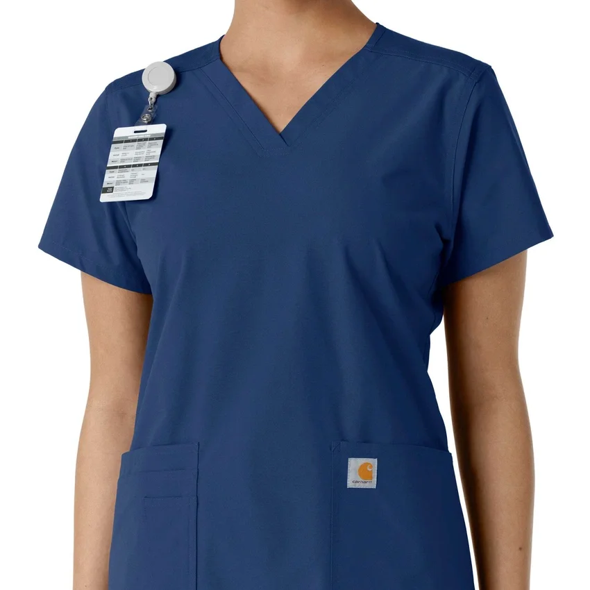 Haut médical à col en V avec empiècements en tricot Force Essentials pour femme
