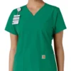 Haut médical à col en V avec empiècements en tricot Force Essentials pour femme