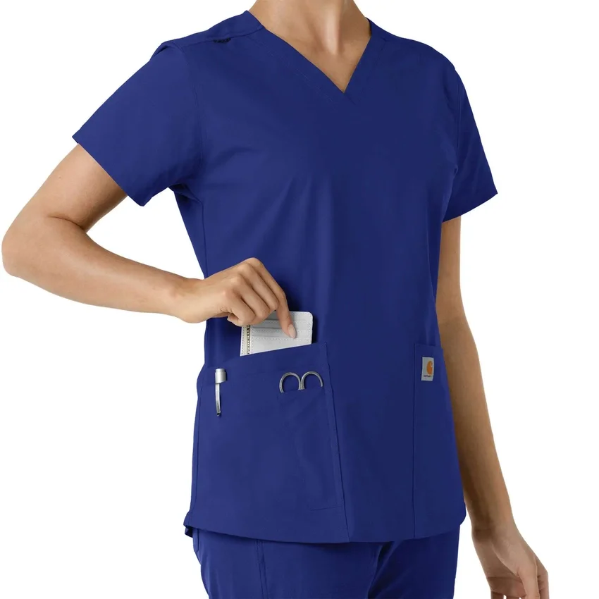 Haut médical à col en V avec empiècements en tricot Force Essentials pour femme