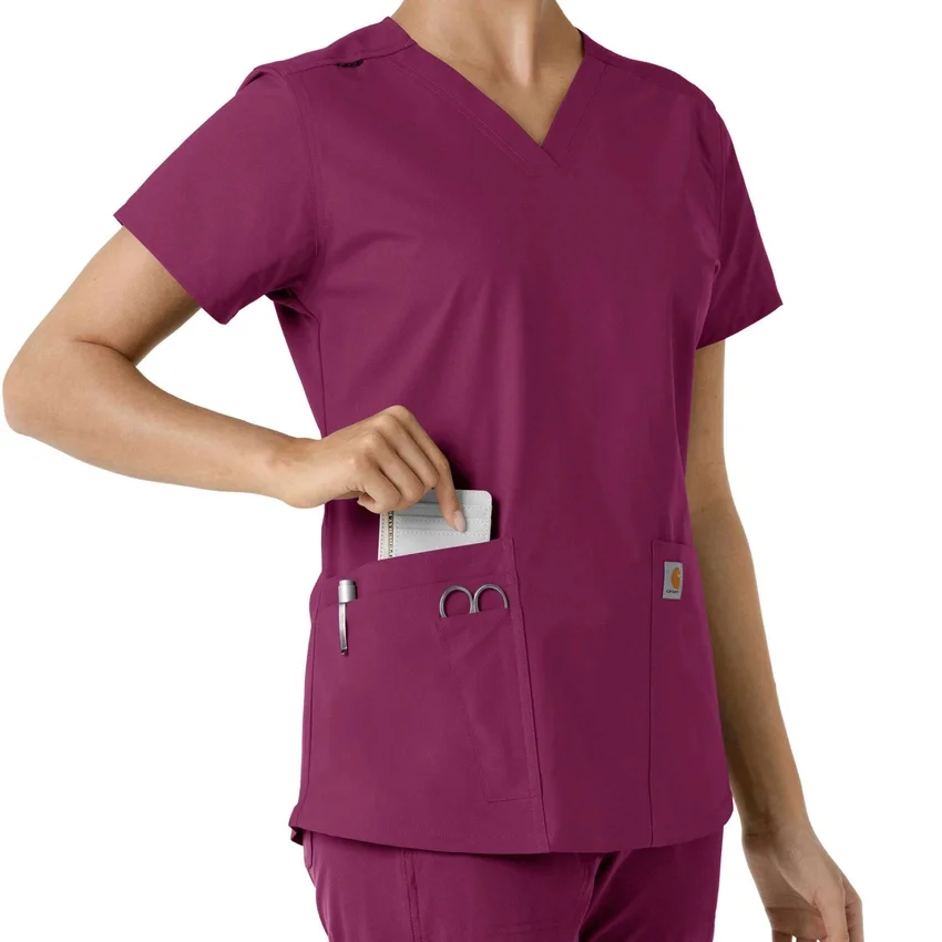 Haut médical à col en V avec empiècements en tricot Force Essentials pour femme