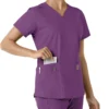 Haut médical à col en V avec empiècements en tricot Force Essentials pour femme