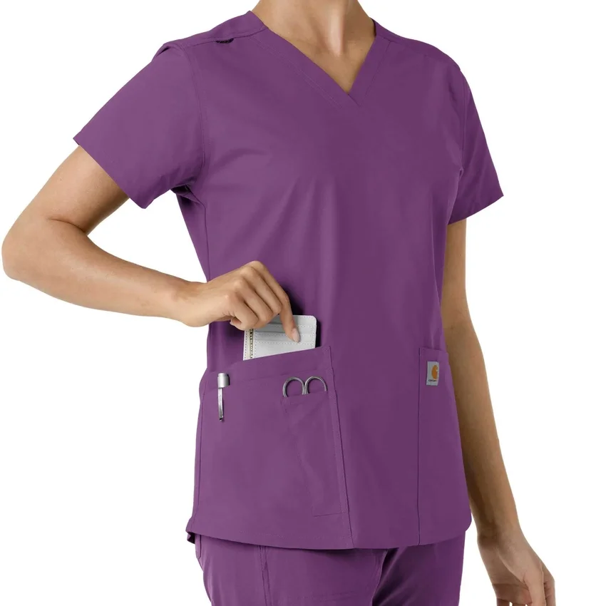 Haut médical à col en V avec empiècements en tricot Force Essentials pour femme
