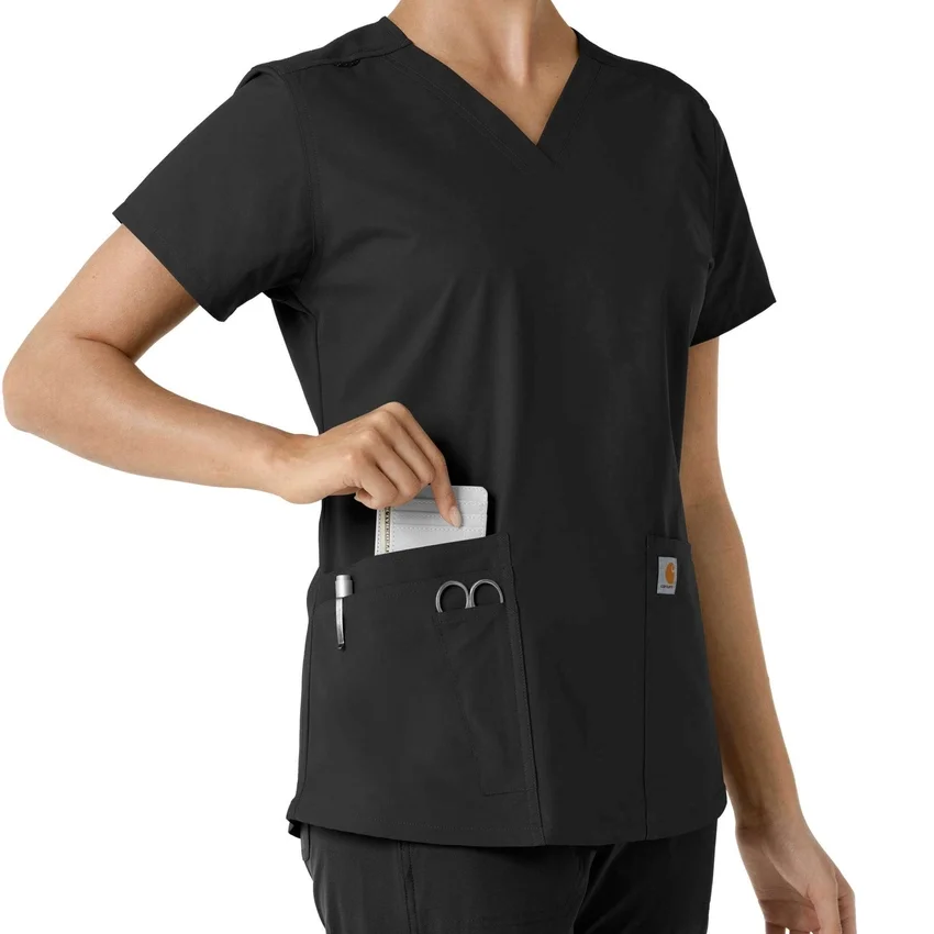 Haut médical à col en V avec empiècements en tricot Force Essentials pour femme