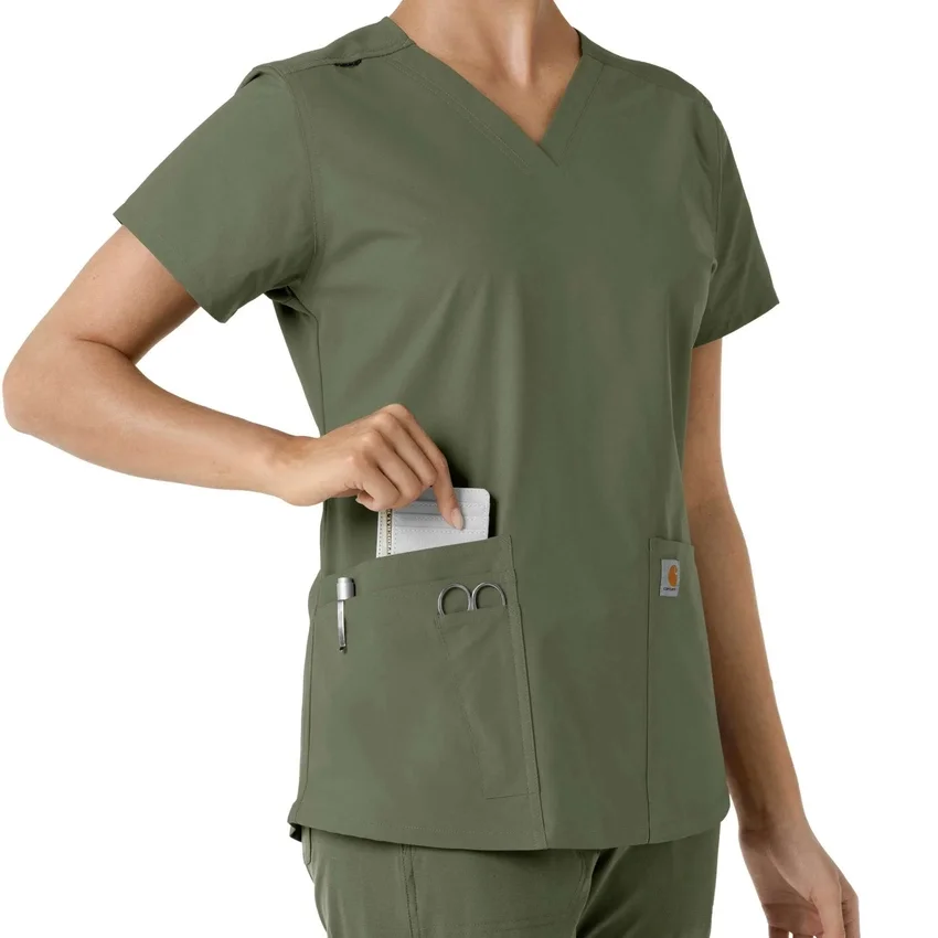 Haut médical à col en V avec empiècements en tricot Force Essentials pour femme