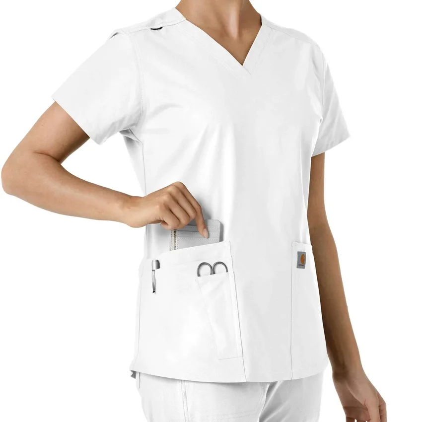 Haut médical à col en V avec empiècements en tricot Force Essentials pour femme