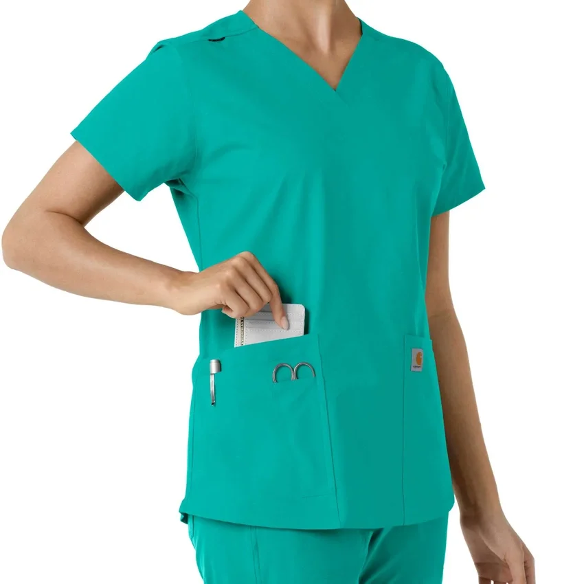 Haut médical à col en V avec empiècements en tricot Force Essentials pour femme