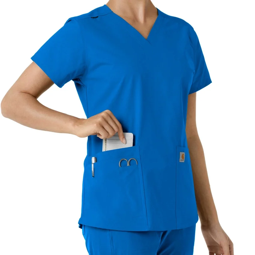 Haut médical à col en V avec empiècements en tricot Force Essentials pour femme