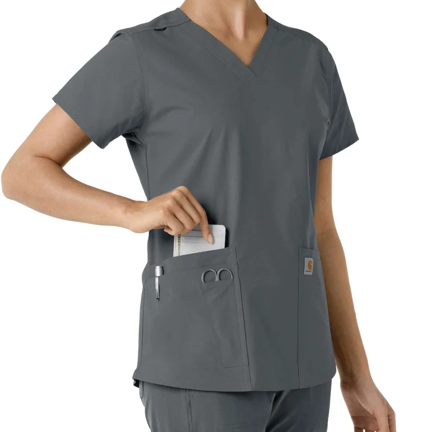 Haut médical à col en V avec empiècements en tricot Force Essentials pour femme