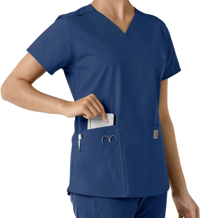 Haut médical à col en V avec empiècements en tricot Force Essentials pour femme