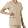 Haut médical à col en V avec empiècements en tricot Force Essentials pour femme
