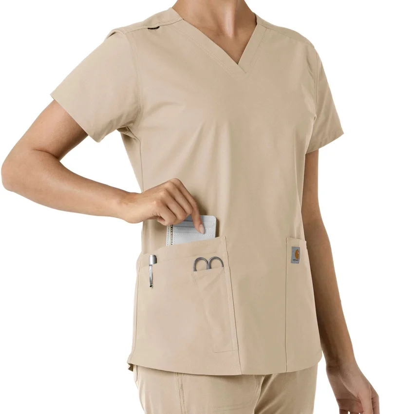 Haut médical à col en V avec empiècements en tricot Force Essentials pour femme