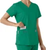 Haut médical à col en V avec empiècements en tricot Force Essentials pour femme
