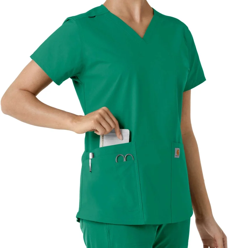 Haut médical à col en V avec empiècements en tricot Force Essentials pour femme