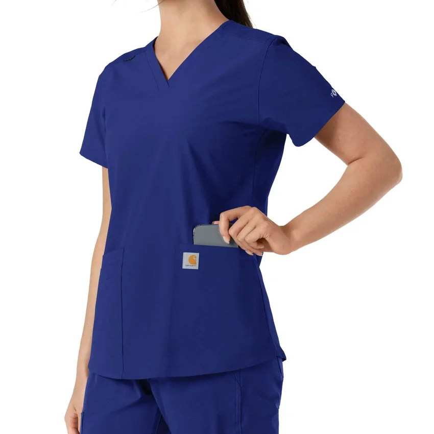 Haut médical à col en V avec empiècements en tricot Force Essentials pour femme
