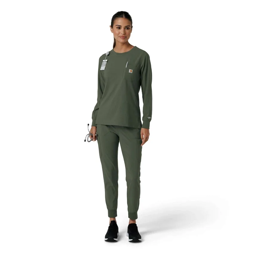 Haut médical à manches longues et col rond Force Cross-Flex pour femme