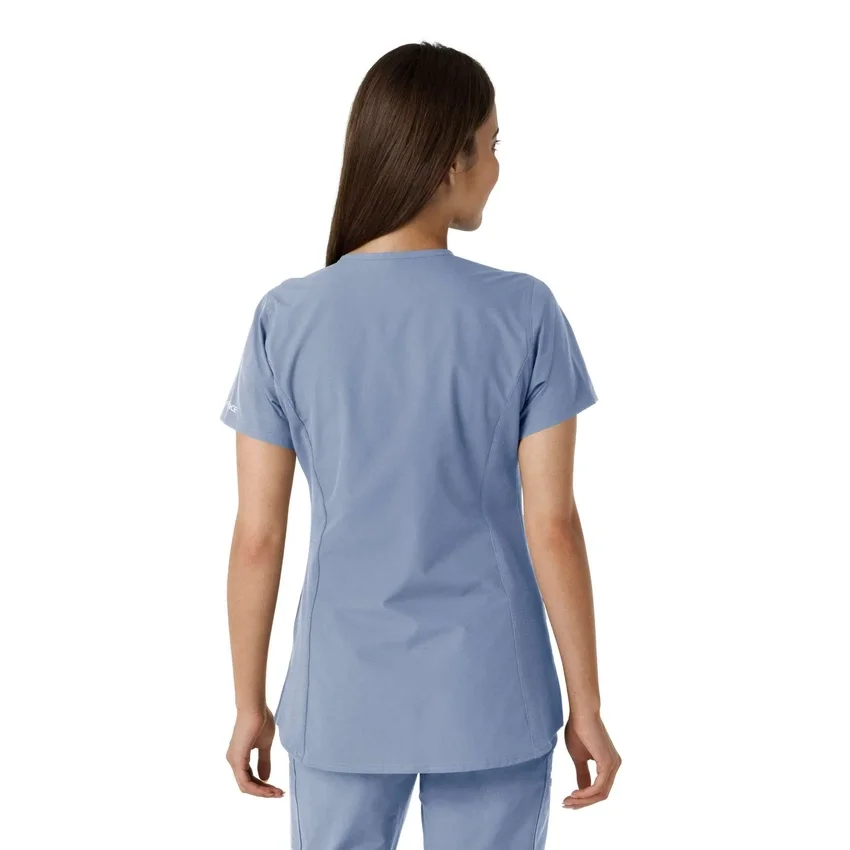 Haut médical tunique à encolure en V avec empiècements en maille Force Essentials pour femme