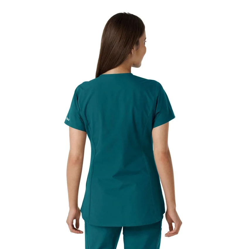 Haut médical tunique à encolure en V avec empiècements en maille Force Essentials pour femme