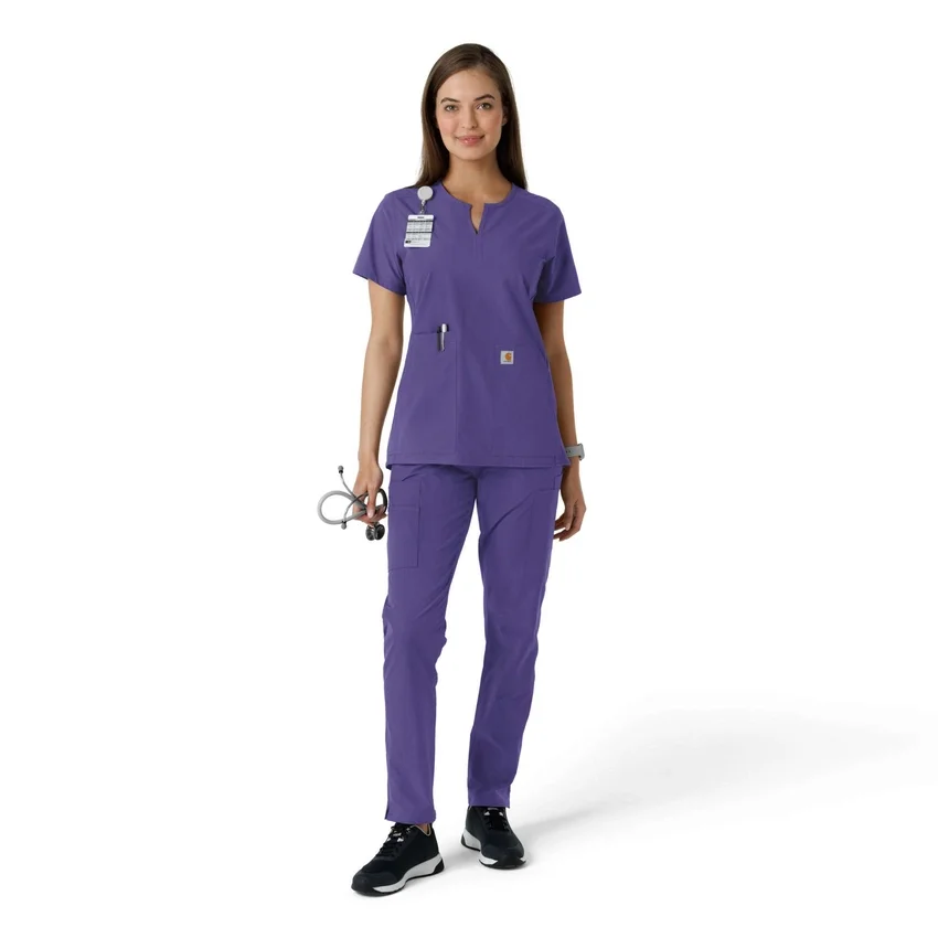 Haut médical tunique à encolure en V avec empiècements en maille Force Essentials pour femme