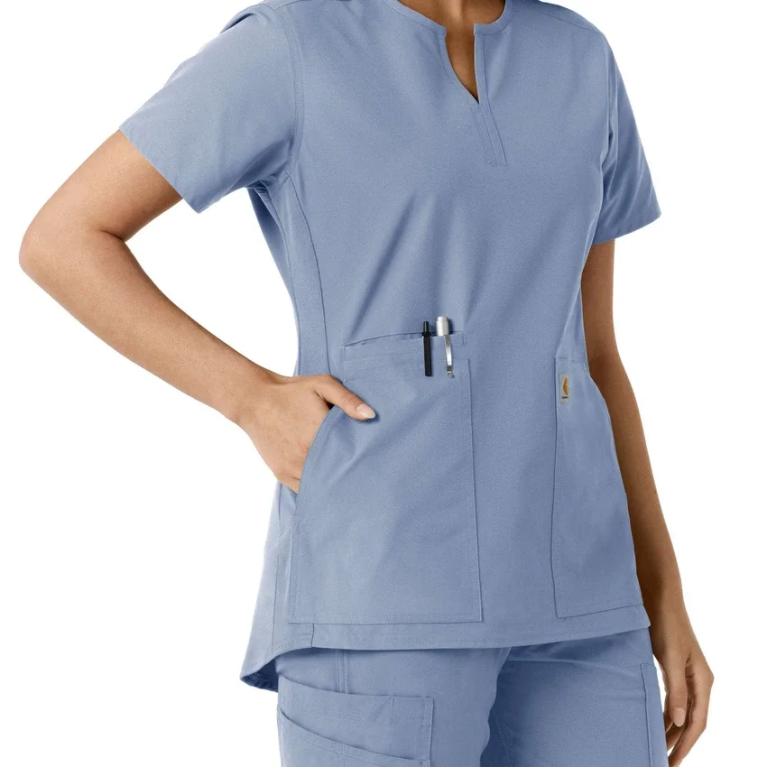 Haut médical tunique à encolure en V avec empiècements en maille Force Essentials pour femme