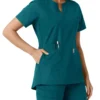 Haut médical tunique à encolure en V avec empiècements en maille Force Essentials pour femme