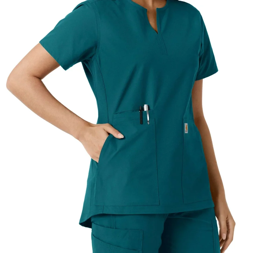 Haut médical tunique à encolure en V avec empiècements en maille Force Essentials pour femme